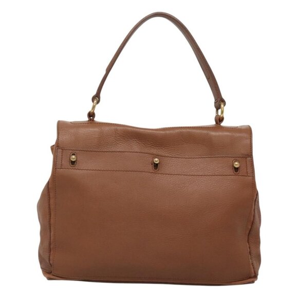 SAINT LAURENT Muse Toe Hand Bag Leather Brown Gold Auth 126997 - Picture 3 of 16
